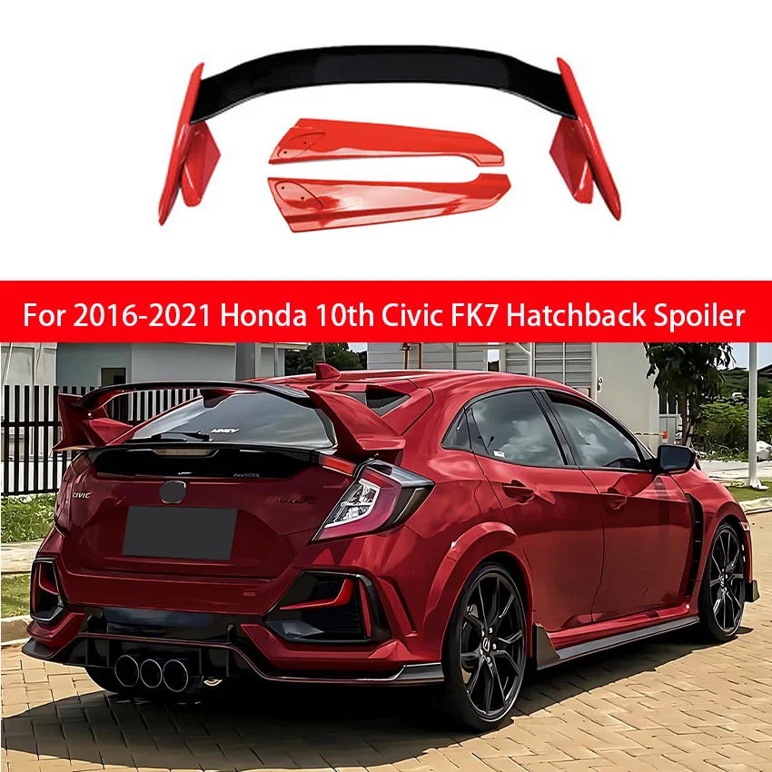 For Honda 10th 2016-2021 Civic FK7 Hatchback Rear Cover Roof Spoiler High Quality ABS Material Car Rear Wing Car Accessories