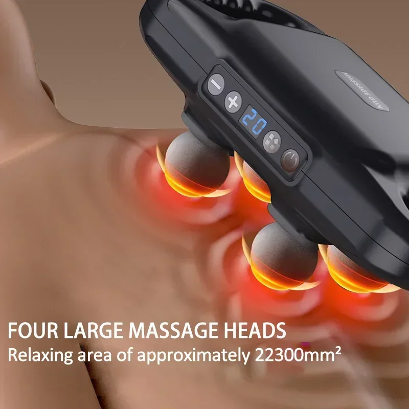 Four-head Fascia Gun Relaxation Massage Professional Grade Wireless Waist Back Masajeador Deep High Frequency Vibration
