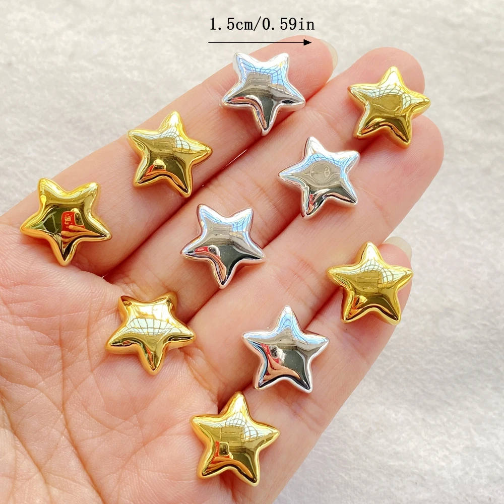 16pcs Resin Kawaii Gold, silver stars Flatback Stone Figurine Scrapbook DIY Decor Home Accessories Crafts