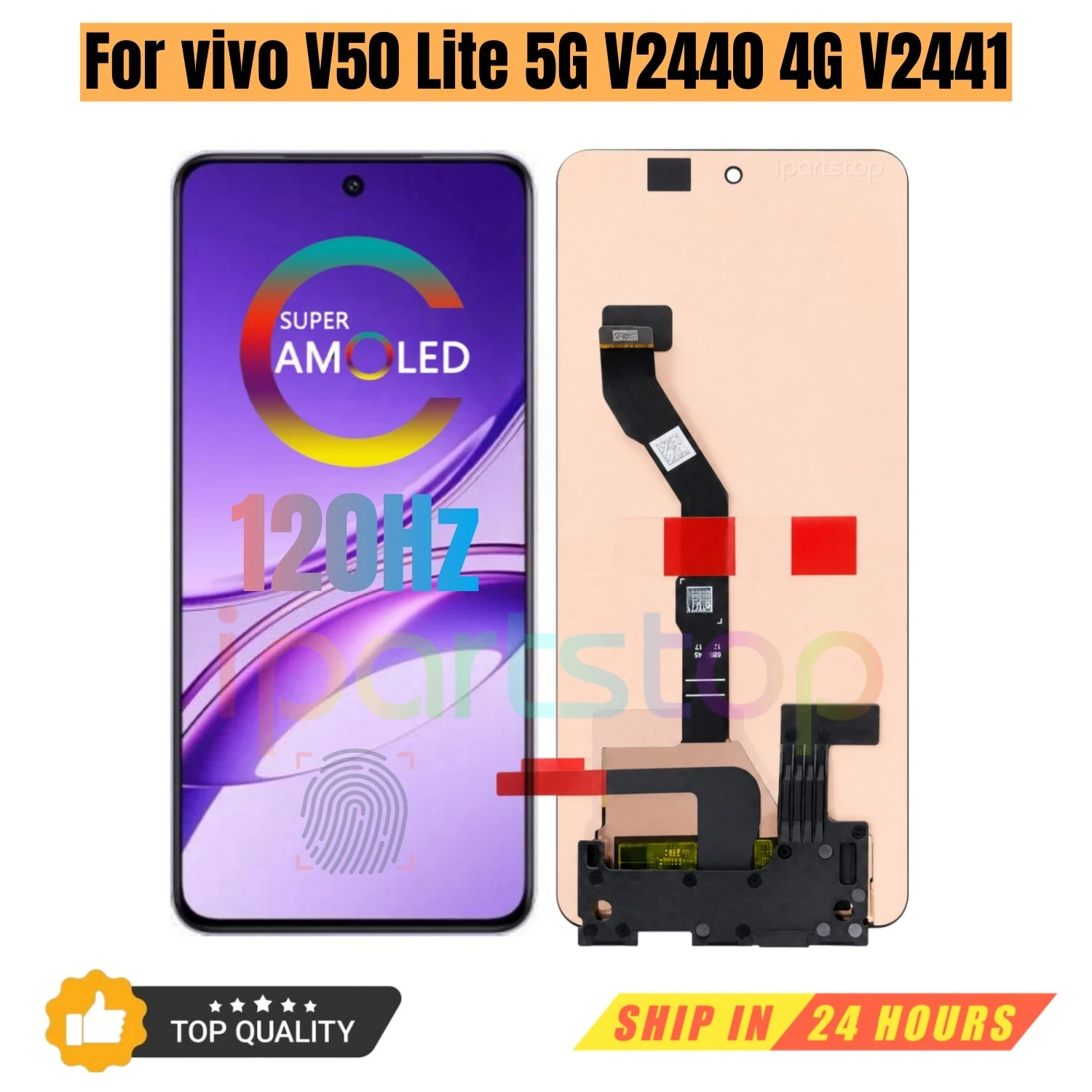 iParts 교체용 새 디스플레이 vivo V50 Lite 5G V2440 4G V2441 120Hz AMOLED 터치 스크린 프레임 어셈블리 포함 OEM 테스트 완료