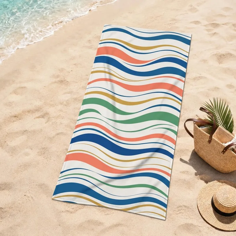 Repeating Greek evil eye geometric border lightweight quick dry beach towel great for Mediterranean style seaside travel plans