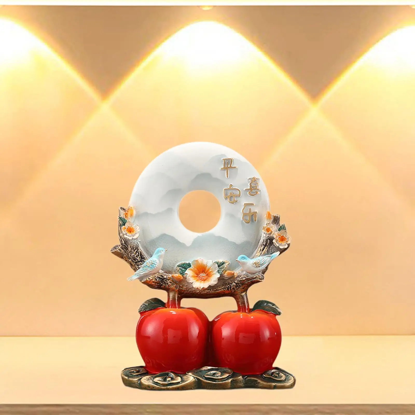 

Chinese Safety and Happiness Statue Fengshui Ornament 6.7x3.5x8.8inch Traditional Handicraft for Home Office Decor Versatile