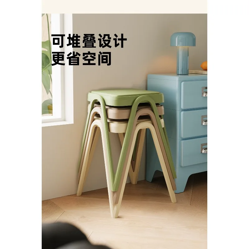 Durable Thick Plastic Stool for Home Use, Stackable Dining Chair, Compact and Practical for Living Room Relaxation Shoe Bench
