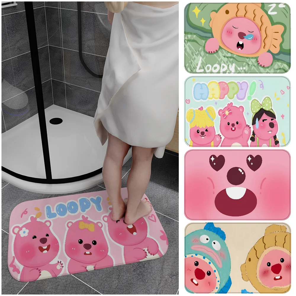 Korea Cartoon P-Pororo L-Loopy Floor Mat Non-Slip Laundry Room Mat Laundry Decor Balcony Child Living Room Bedside Mats