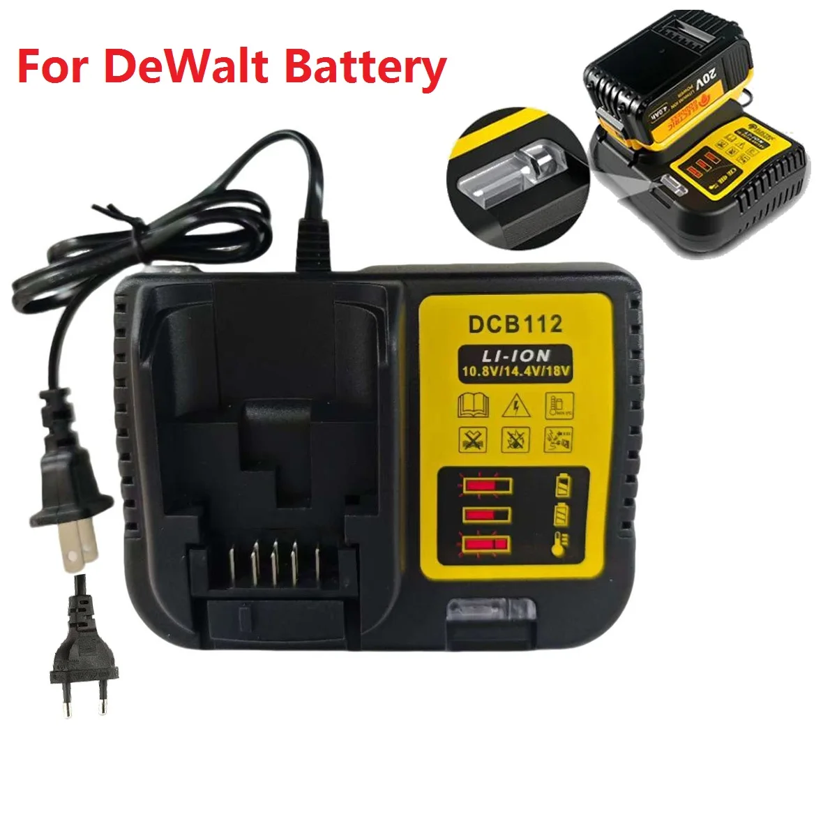 

DCB112 2A электрическое зарядное устройство для литиевой батареи для Dewalt 20 В, штифт 10,8 В, 14,4 В, 20 В, зарядное устройство со светодиодным дисплеем