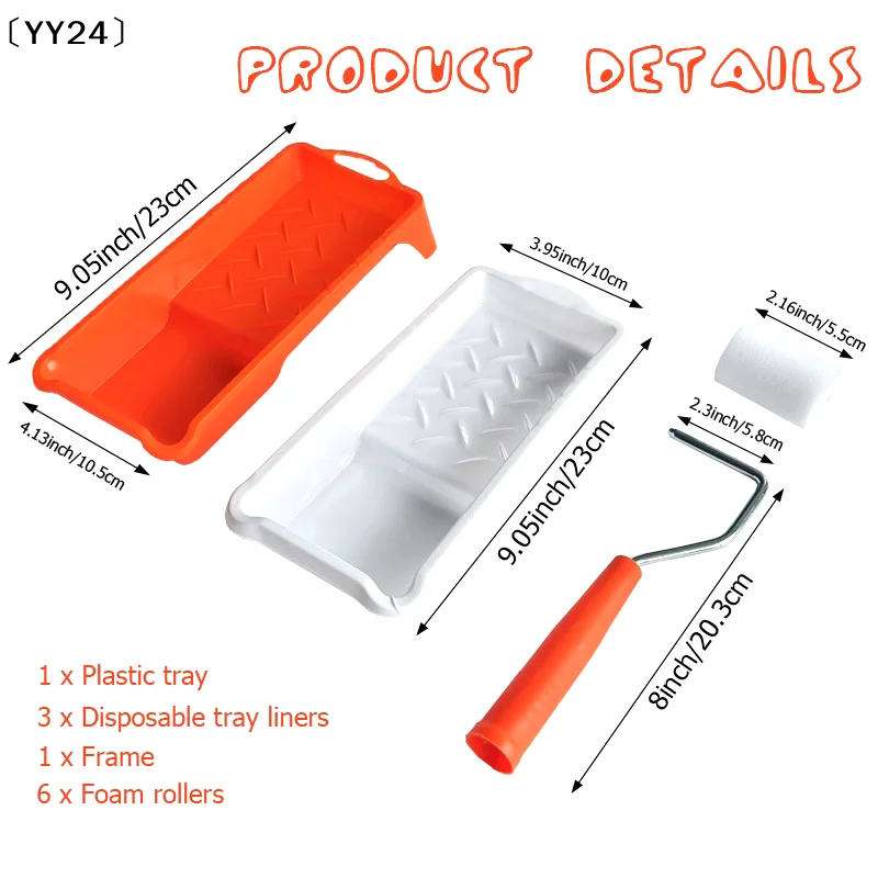 

SelbstYY24 Selbst2-дюймовый небольшой набор валиков для краски, валик для краски из пеноматериала высокой плотности, подставка для краски, инструменты для рисования стен