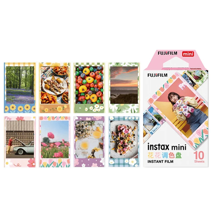 Fujifilm-instax fuji mini filme 12, 11, 8, 9, paleta de cores flor, papel fotográfico instantâneo para 70, 7s, 50s, 90, 25, compartilhar sp-1 câmera