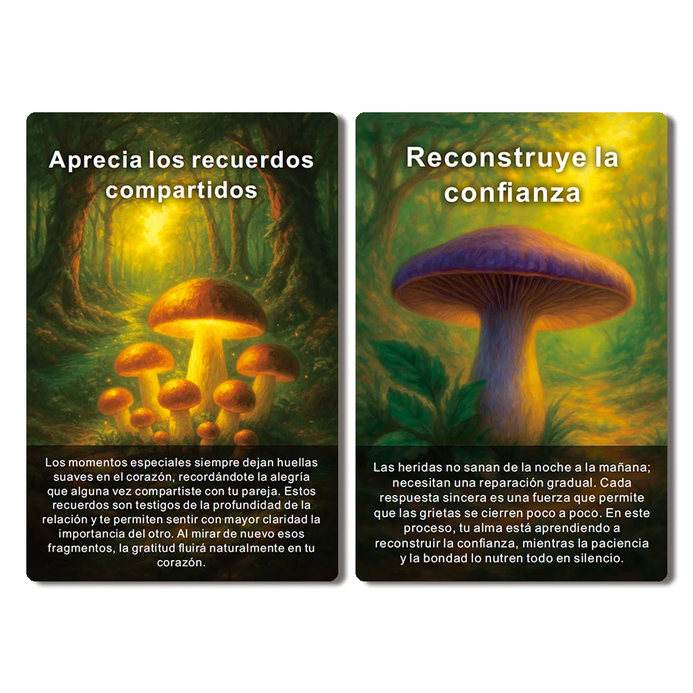 سطح أوراكل إسباني، 48 بطاقة أوراكل الحكمة للفطر، النمو الشخصي، الوضوح ومصير المستقبل، 12*8 سم، مجموعة هدايا للأصدقاء #3