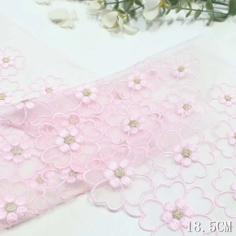 

36/38Yds Pink Embroidery Lace Trim Skirt Hem Underwear Sewing Accessories Craft DIY Apparel Fabrics Wedding Dress Sleeve