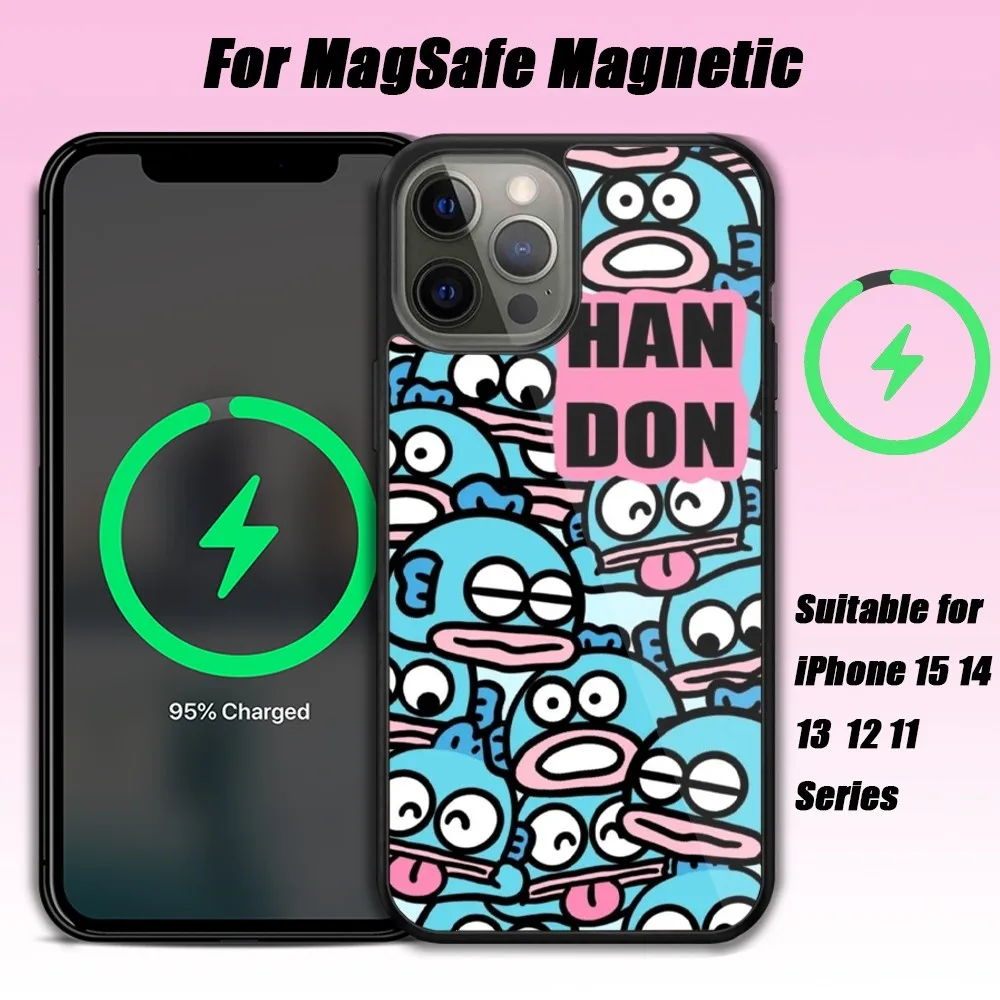 MINISO Hangyodon casing ponsel magnetik, casing penutup ponsel magnetik untuk iPhone 15 14 13 12 11 Pro Max Plus