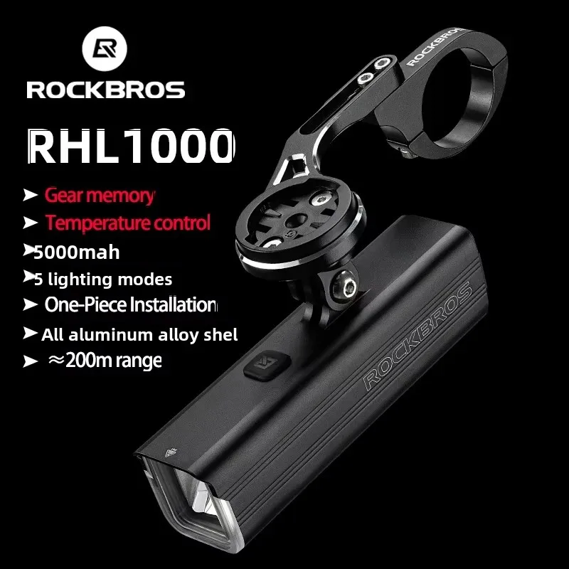

ROCKBROS Bicycle Light 1000LM Type-C Charging Bike Light Front Lamp Rechargeable Cycling Headlight Aluminum Riding Flashlight