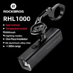 ROCKBROS Bicycle Light 1000LM Type-C Charging Bike Light Front Lamp Rechargeable Cycling Headlight Aluminum Riding Flashlight