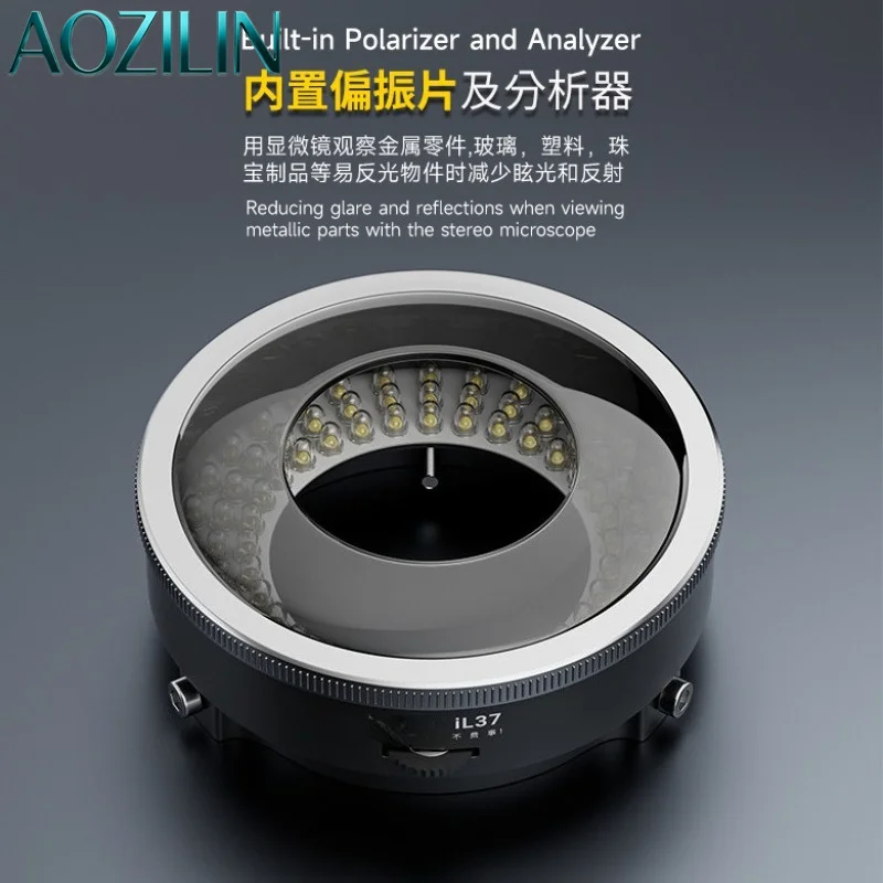 IL37 Polarized LED Ring Light Microscope Illumination Lamp Low Power Consumption for Stereo Microscope Electronics Inspection