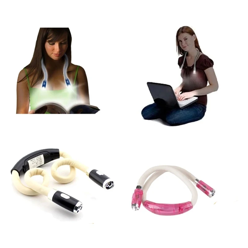 LED Neck Reading Light Book Light for Reading in Bed Bendable Arms Knitting Repairing Camping Running Portable Flashlight