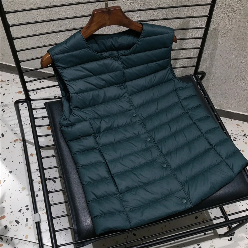 2026 Neue Damen Ärmellose Pufferjacke Frühling Winter 90% Weiße Entendaunen Ultraleichte Packbare Warme Daunenweste – Detail 20