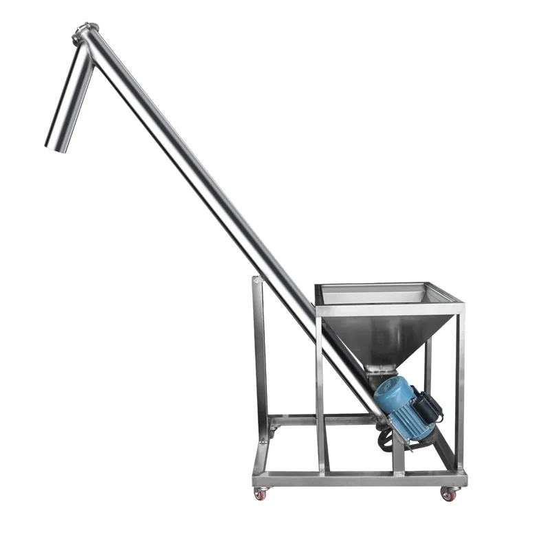 Particle Spiral Conveyor Automatic Circular Tube Inclined Feeding Machine Easy  Motor Carbon Steel Stainless Steel Powder