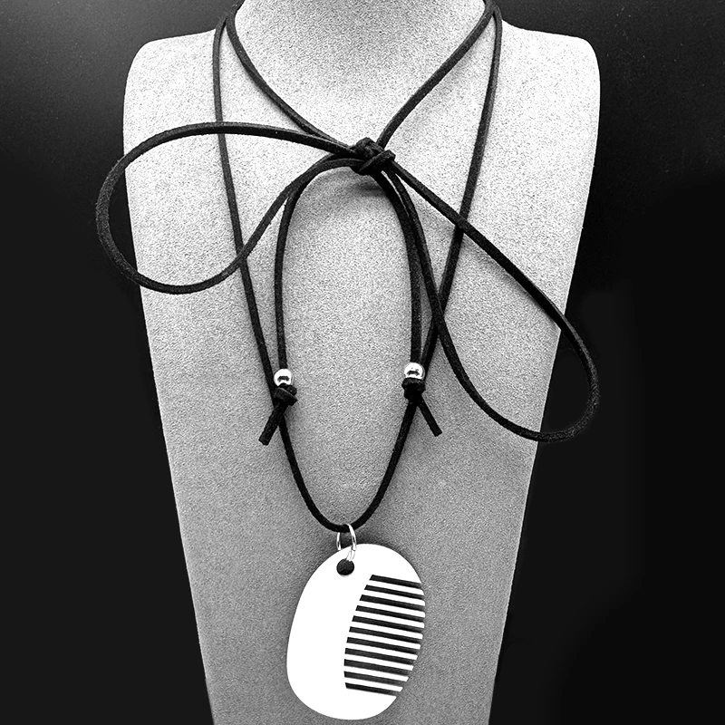 New Fashion Small Comb Pendant Necklace For Women Girls Stainless Steel Silver Color Funny Female Party Chain Jewelry Gifts