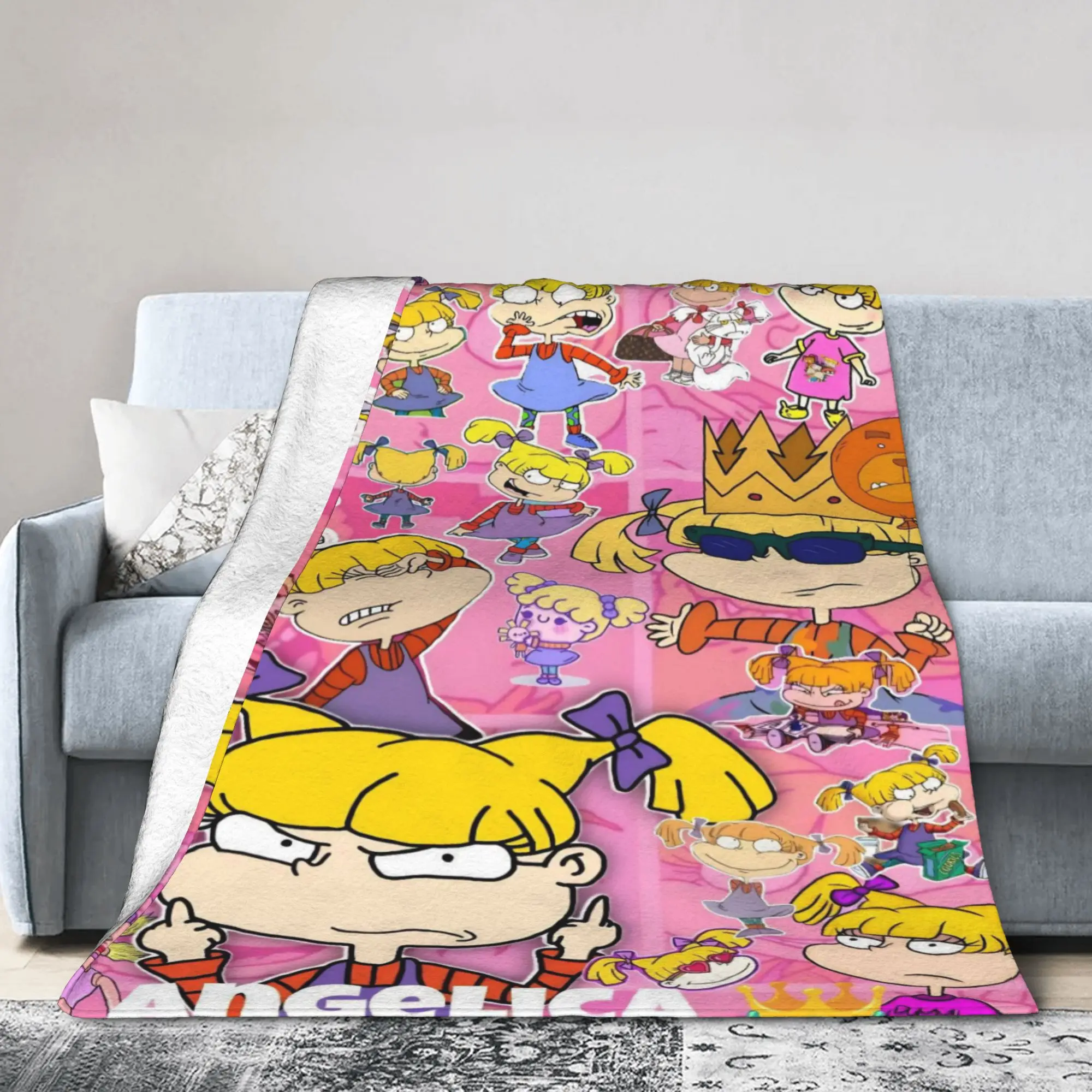 Rugrats Angelica Pickles Pattern Blanket  Soft Fluffy Plush Throw Blanket For Living Room Camping Flannel Bedspread Bed Cover