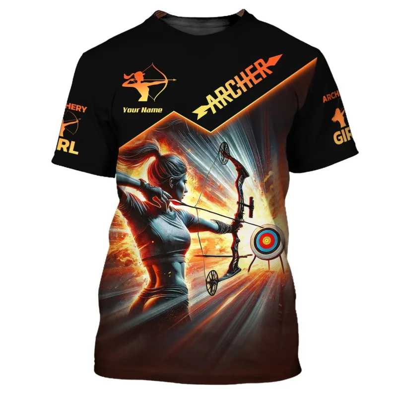 

Archery Sport T Shirt Jersey For Men Personalization Custom Name Short Sleeve Archery Lovers Gift Tees Fashion O-neck Loose Tops