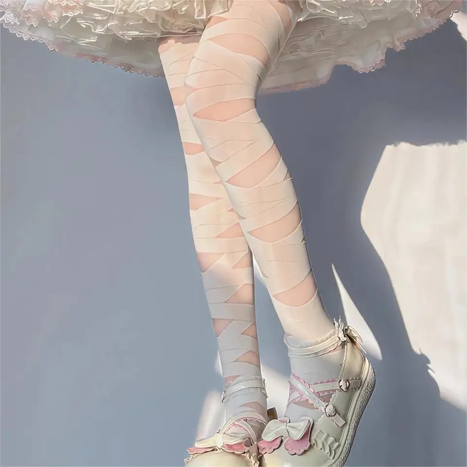 붕대 필라멘트 스타킹 로리타 Bowknot 허벅지 높은 스타킹 달콤한 발레 긴 양말 소녀 귀여운 코스프레 의상 액세서리