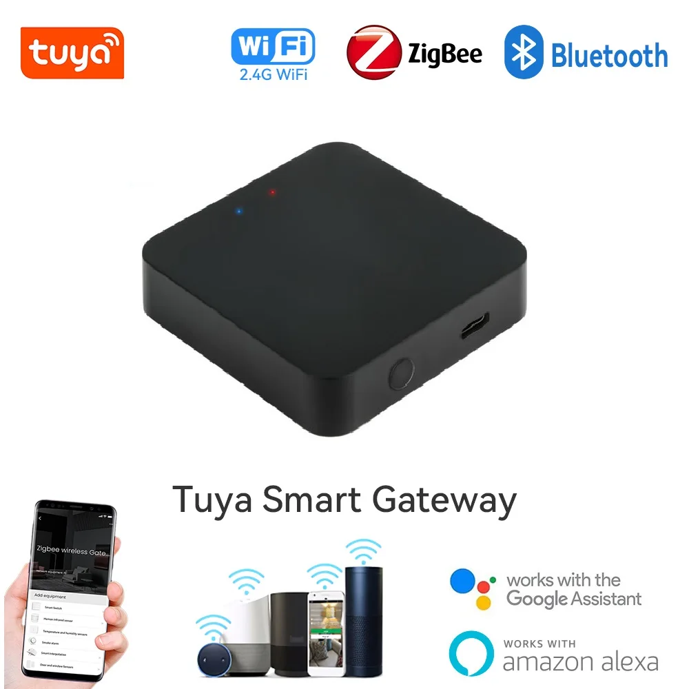 

Tuya Multifunctional Gateway Hub Multi-mode WiFi Bluetooth Zigbee Gateway Sensor Smart Home Control Work With Alexa And Google