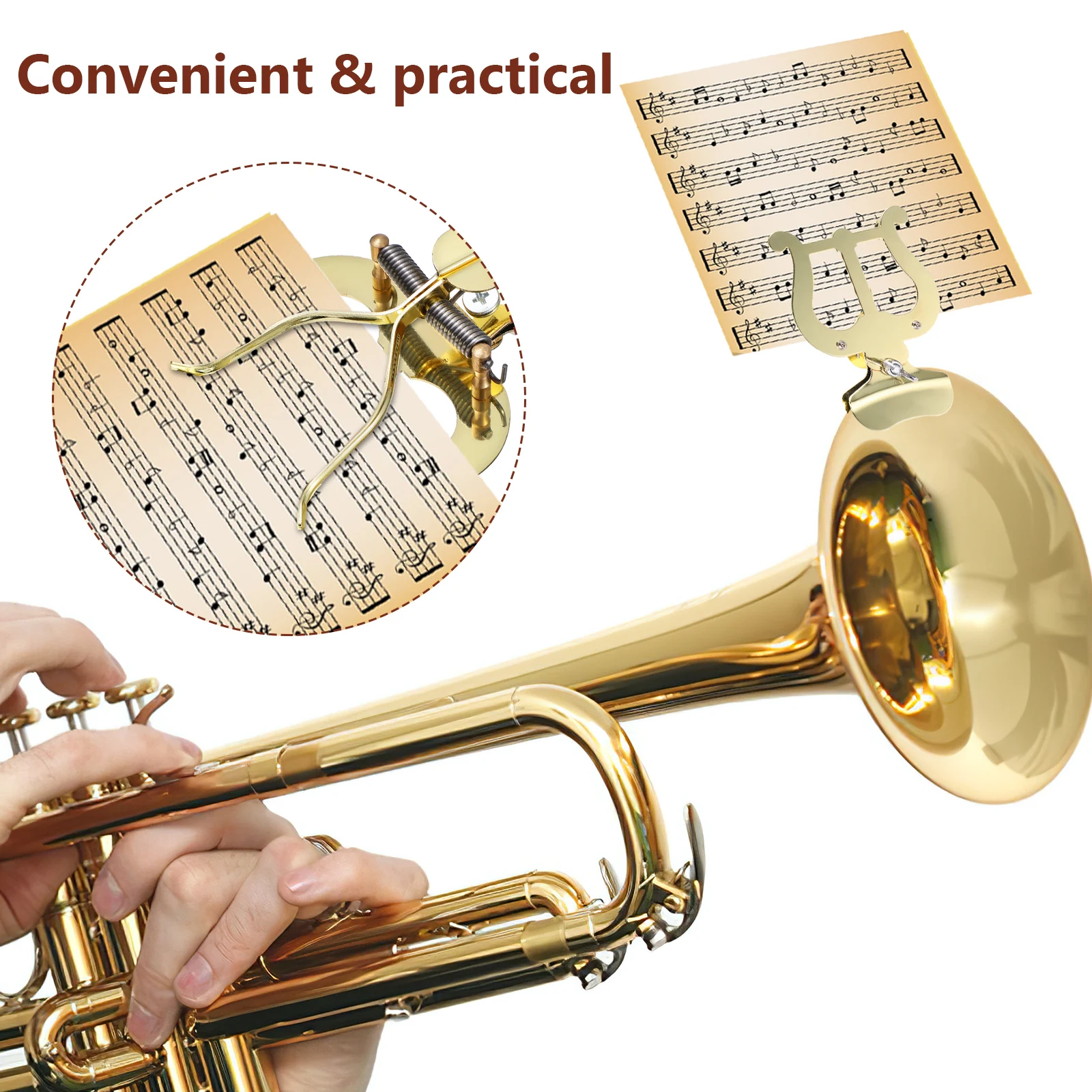 

Durable Alloy Marching Band Flip Folder Trombone Trumpet Clarinet Sheet Music Clip Holder Grips Stable Secure Elegant Design