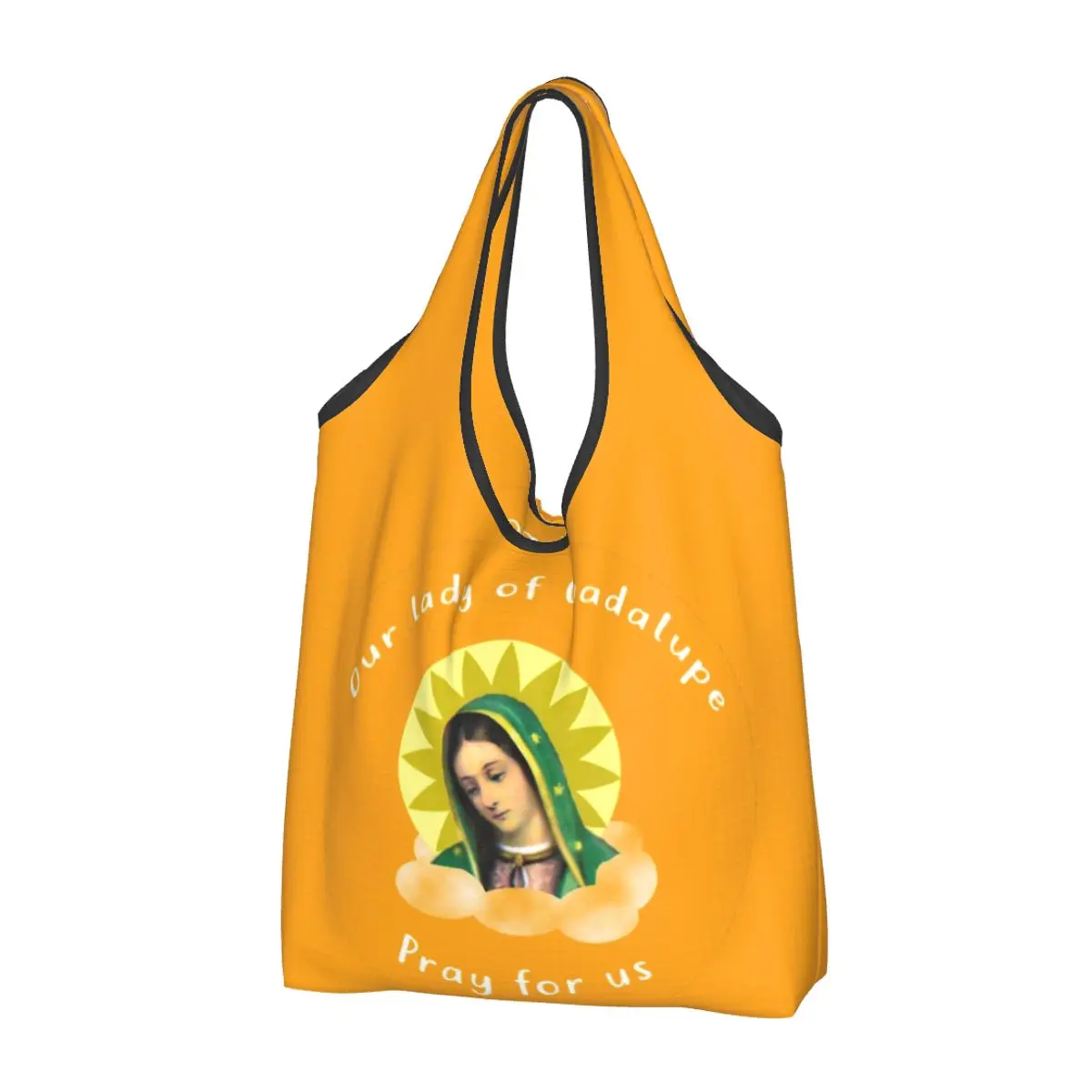 Tas belanja Our Lady Of Guadalupe tas Tote yang dapat digunakan kembali 50LBS Ripstop kapasitas besar Virgin Mary tas daur ulang tas tangan yang dapat dicuci