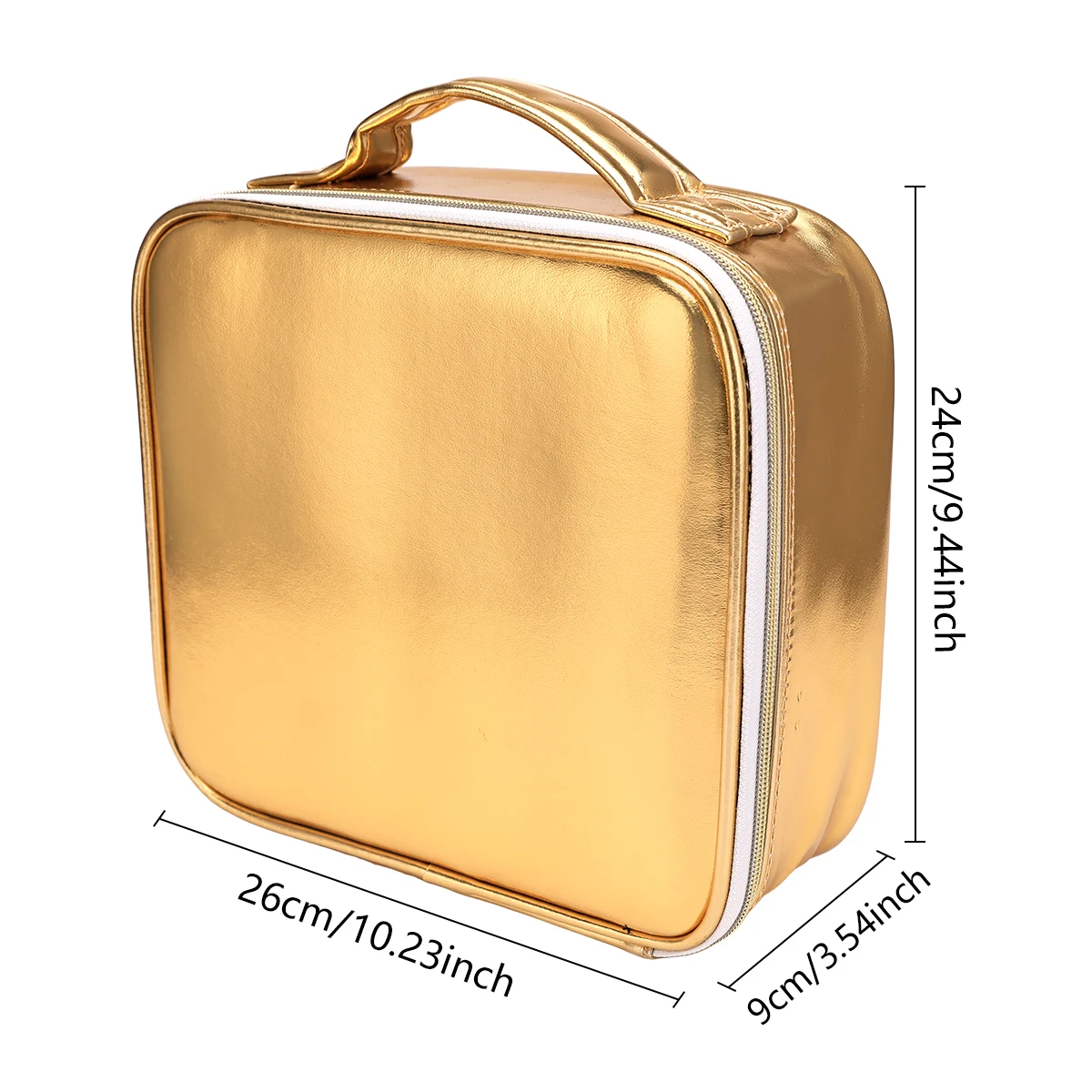 GOLD Makeup Bag Train Case Large Cosmetic Trolley Nail Art Storage Box Hair Styling Tools Organizer