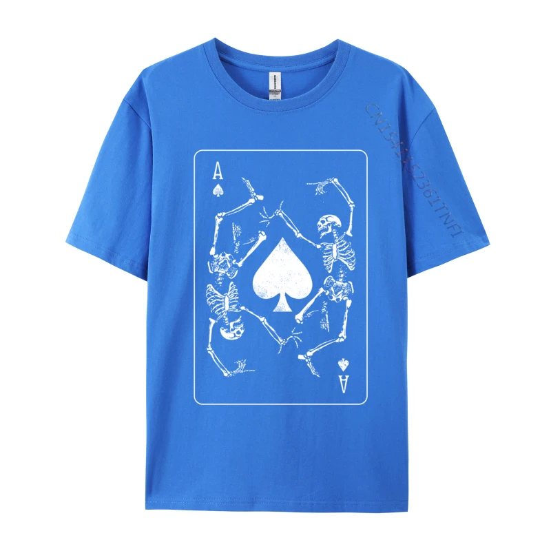 Goth Punk Ace Of Spades Card Shark Gambler Skeleton Europe Cotton Fabric Tops T Shirt for Men Printed Tshirts Design Newest