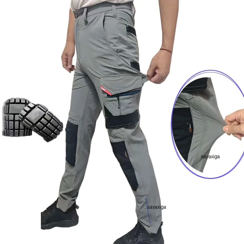 Men Working Pants Multi Functional Pockets Wear-resistance Workwear Trousers High Quality Work Mechanic Repair Mens Cargo Pants
