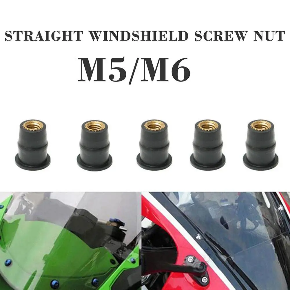 10pcs M5/M6 Motorcycle Windscreen Windshield Well Nut Screw Kit Universal Windscreen Fairing Mounting Bolts Fastener Screws