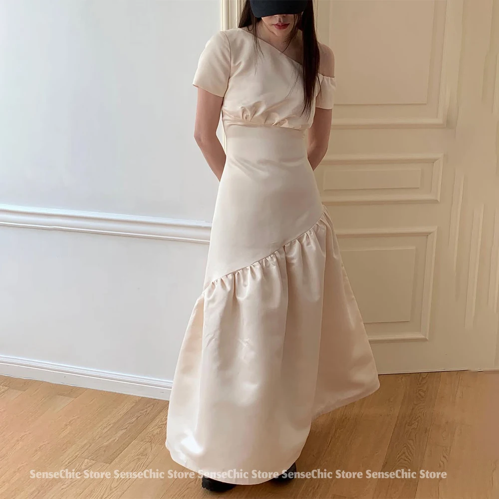 فساتين زفاف أنيقة كورية بدون ظهر وصمة عار لحفلات الزفاف فستان صيفي بكتف واحد فستان حفلات فيستدوس 2025 مخصص