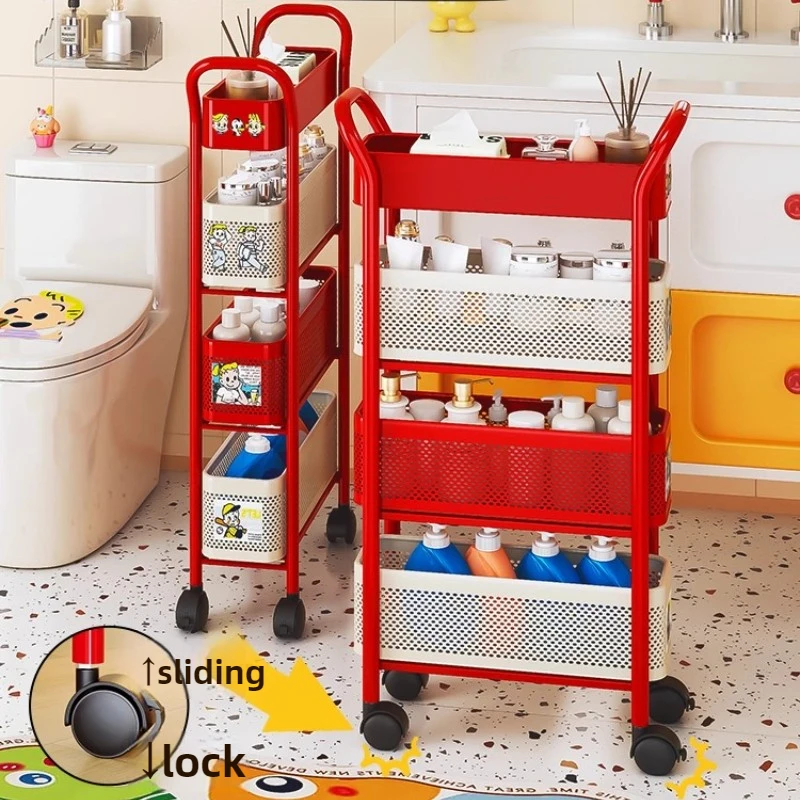 

Dopamine Colorful Organizer Cart Slim Rolling Storage Shelves with Drawer Unit Narrow Gap Bathroom Racks Multilayer Shelf System