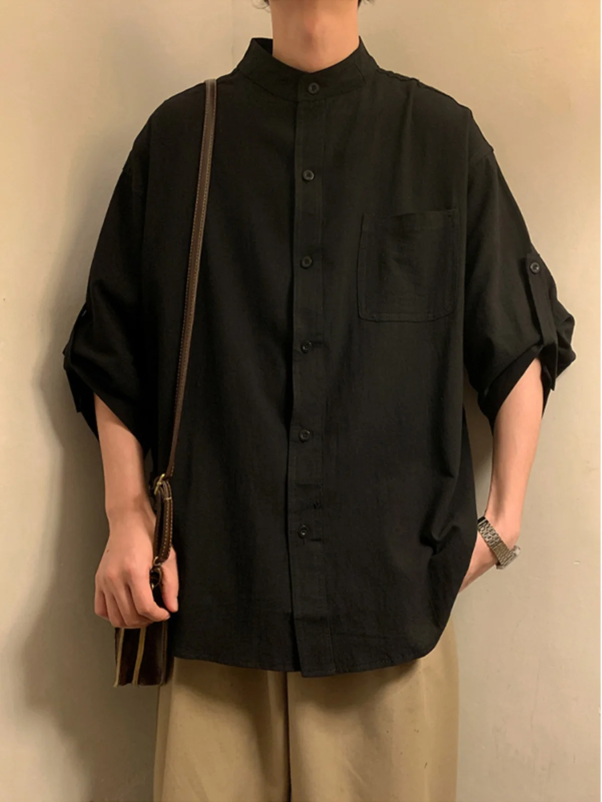 

Новая мужская рубашка-куртка в китайском стиле с воротником-стойкой, в стиле ретро, с ощущением высокого класса, в национальном тренде