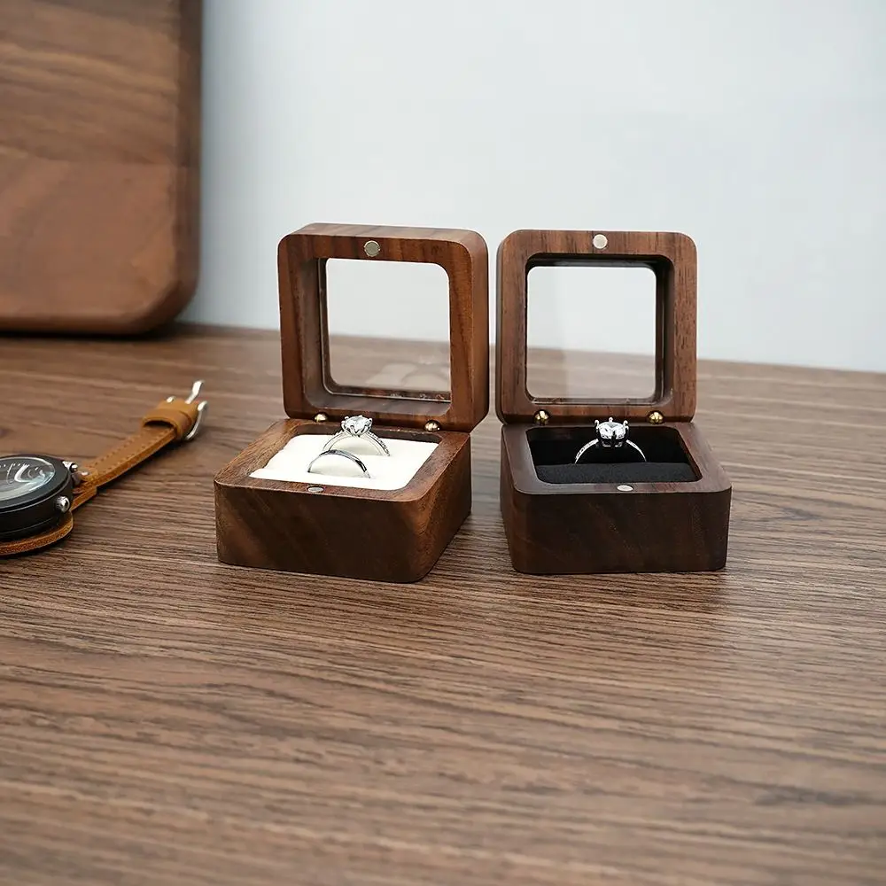High-quality Gifts Case Wooden Lover Ring Display Box Jewelry Box Storage Holder Ring Storage Box
