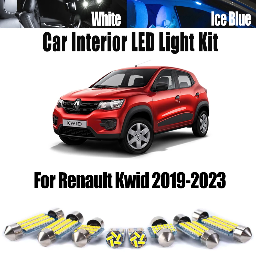 7 Uds Canbus para Renault Kwid 2019 2020 2021 2022 2023 coche LED Interior cúpula mapa guantera Kit de luz sin errores bombillas para matrícula
