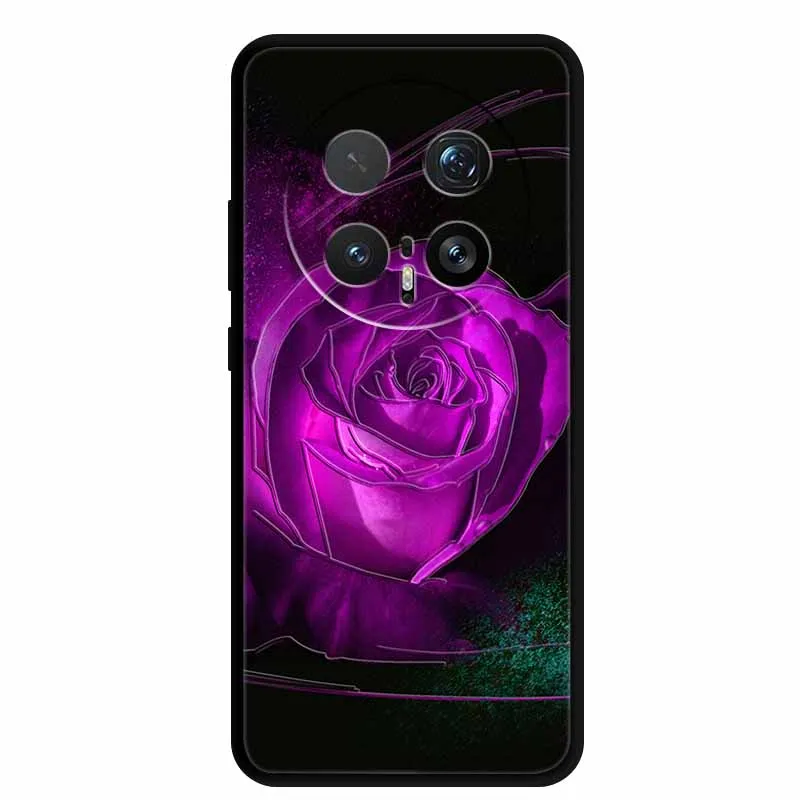 6.71" For Honor Magic8 Pro 5G Case 3D Emboss Relief Flower Black Silicone Soft Back Cover Case For Honor Magic 8 Pro Case Shells view 2