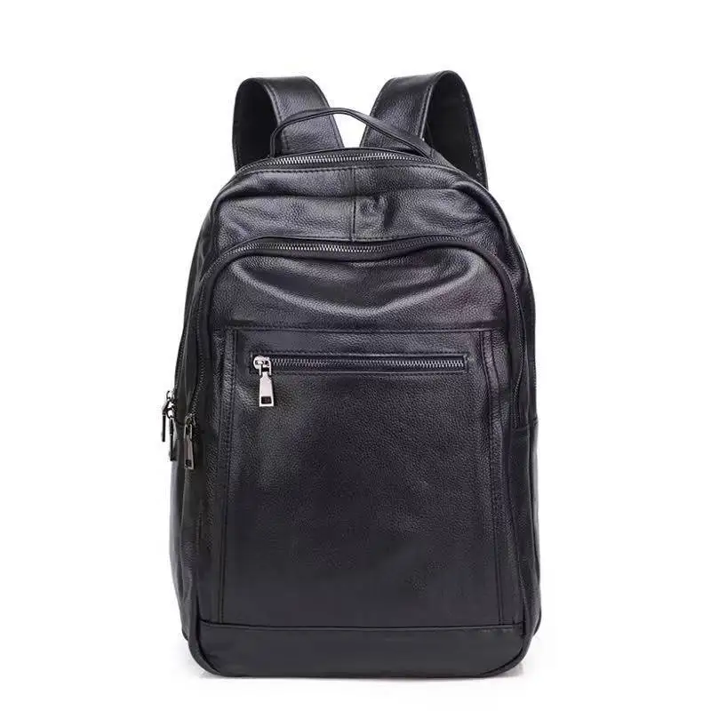 Cow Genuine Leather Men Backpacks Fashion Real Natural Leather Student Backpack Boy Luxury Brand Large Computer Laptop Bag