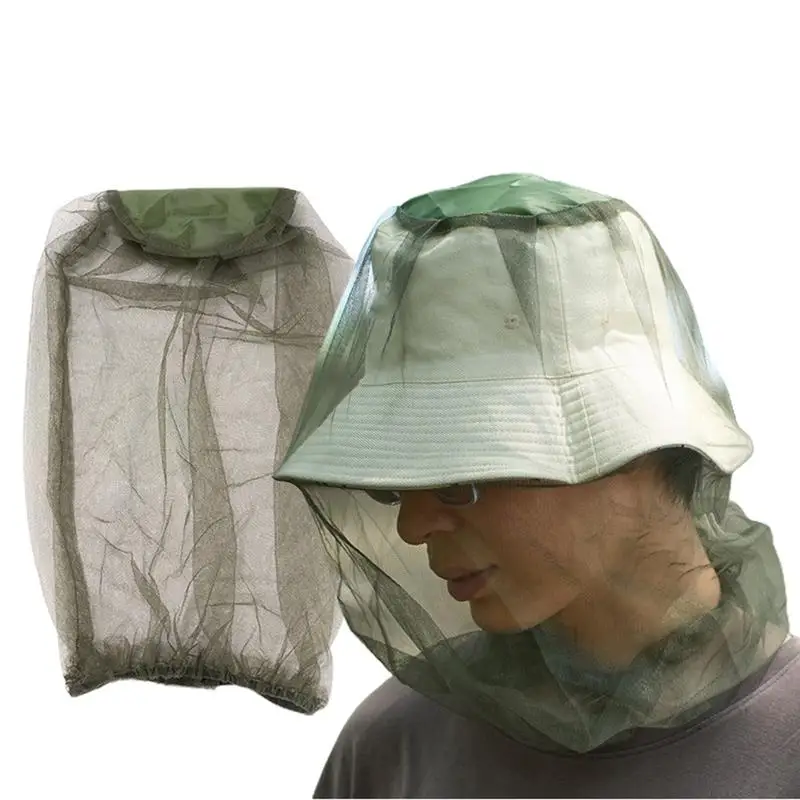 2pcs Outdoor Mosquito Head Mesh Nets Fine Mesh Screen Net for Beekeeping Gardening Hat Insect-proof Hat For Camping Fishing