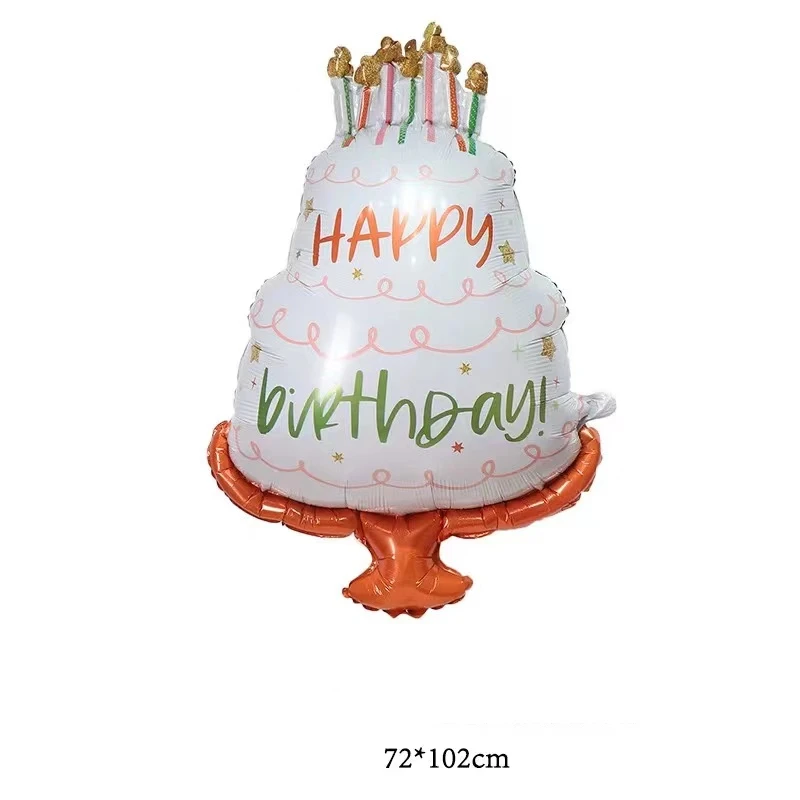 5pcs Happy Birthday Cake Balloon Set Children\'s Anniversary Party Decoration Aluminum Film Balloon Rainbow Candle Cake Set