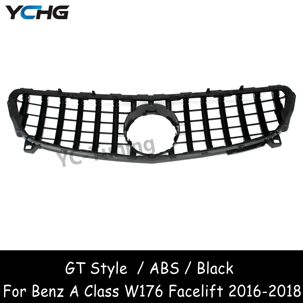 W176 GT Style Front Bumper Grill for Mercedes Benz A Class W176 facelift A160 A180 A200 A220 A250 A45 Front Grille 2016-2018