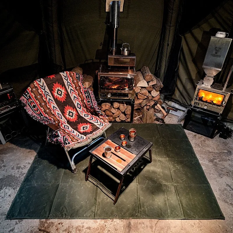 Waxed Canvas Bushcraft Ground Mat, Wear-Resistant Outdoor Camping Picnic Mat