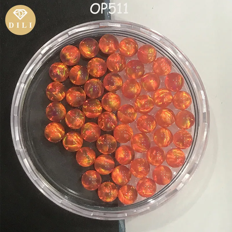 

20pcs/Lot OP511 Semi-Transparent Orange Color Synthetic Created Ball Cut Sphere Jelly Opal Gemstone Bead