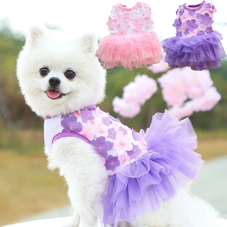 

Spring and summer dog dress for pets, suitable for cats, Teddy, Bichon and other small and medium-sized dogs. Thin princess styl