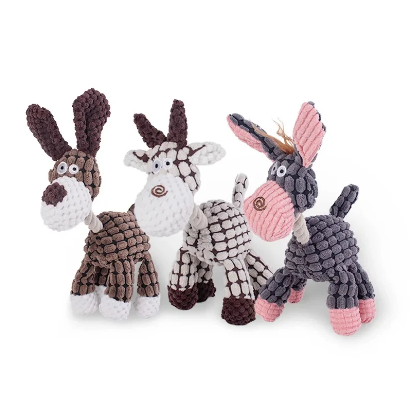 

Hot Arrival Plush Dog Toy Animals Shape Bite Resistant Squeaky Toys Corduroy Dog Toys for Small Large Dogs Puppy Pets Training