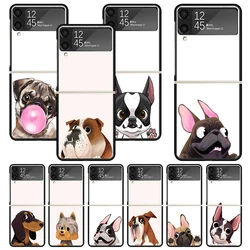 Etui z nadrukiem Pug Dog French Bulldog do Samsung Galaxy Z Flip 3 4 5 6 5G Obudowa telefonu ZFlip6 Flip5 Flip4 Flip3 Pattern Black Hard C