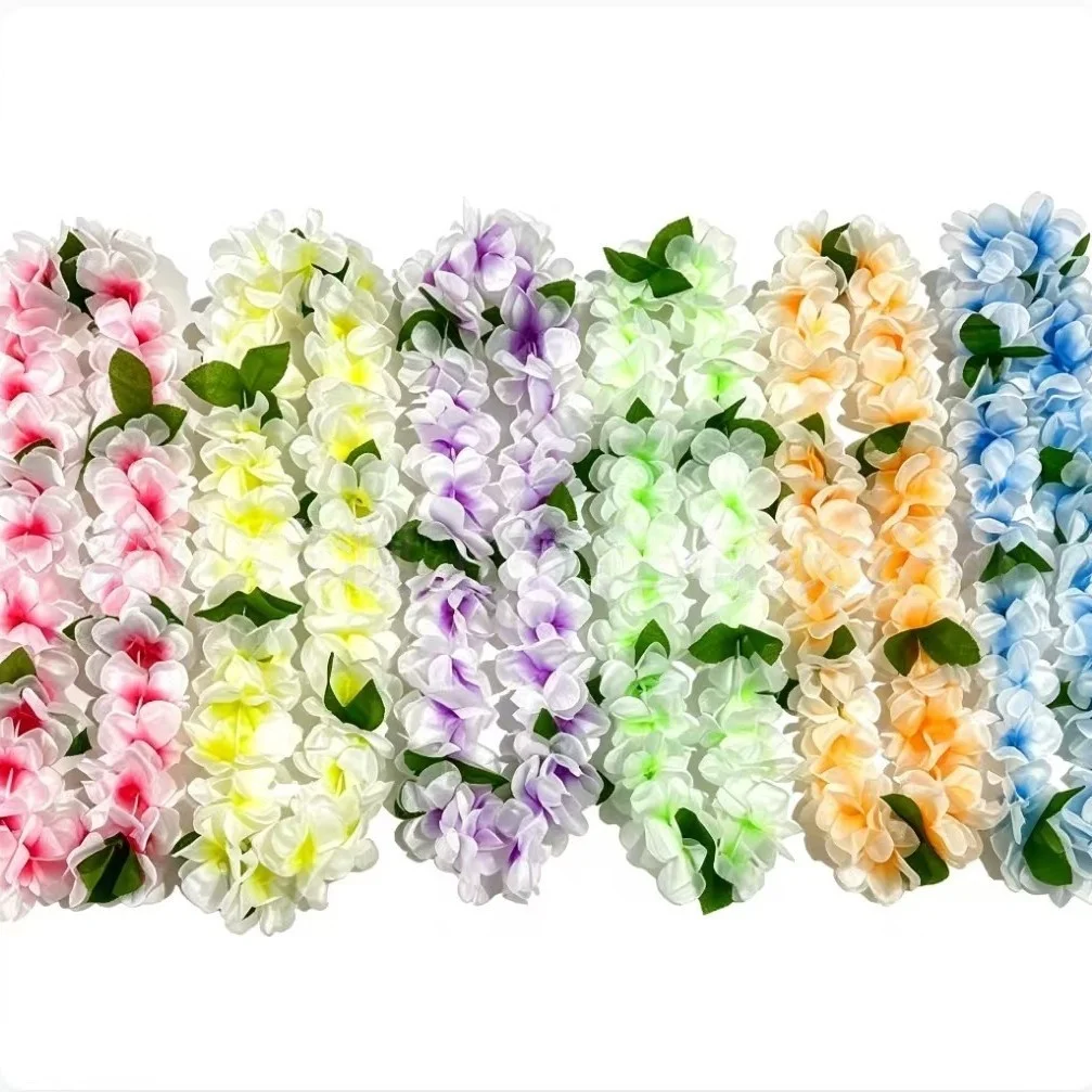 1/3/5pcs Flower Wreath Hawaii Garland Set Artificial Floral Neck Head Wrist Decor for Tropical Party Luau Birthday