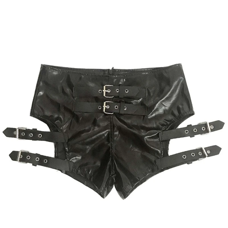 Women's Shorts 2025 Summer Fashion New Leather Elastic Hollow Out Shorts Sexy Club Nightclub Tight Mini Trousers Streetwear Y2K