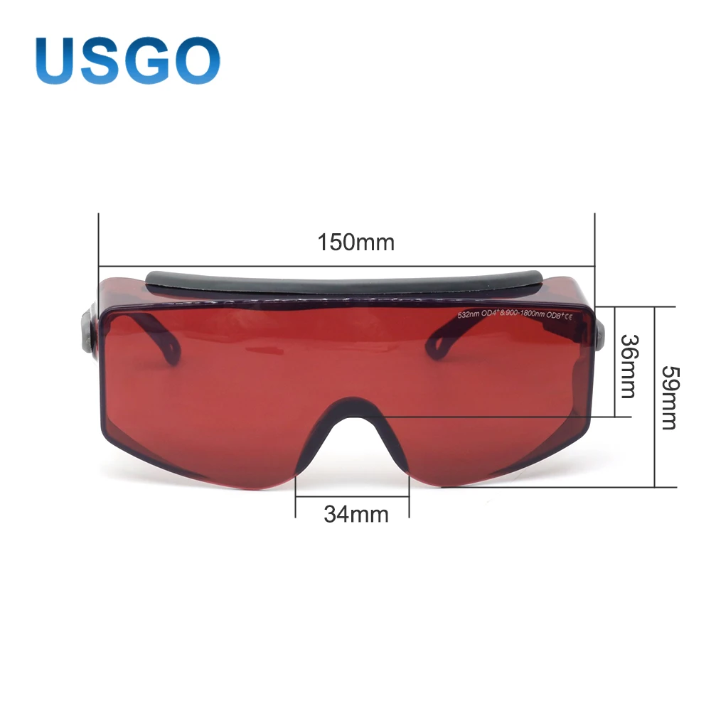 USGO OD8+ CE Laser Safety Goggles 532nm 900-1800nm 1064nm Protective Glasses Green Fiber Laser Marking Cutting Eye Protection