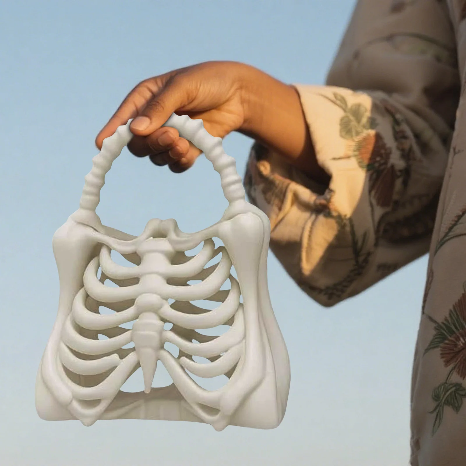 Bolso de mano de costilla extraña para Halloween, bolso de mano con esqueleto de Halloween, accesorios oscuros anatómicos, bolso de compras clásico para mujer